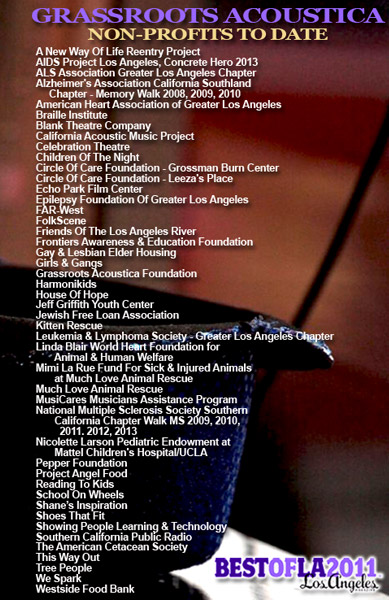 Grassroots Acoustica Non Profits to Date